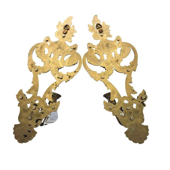 Vintage Syroco Wall Candle Holder Sconce Set of 2 Goldtone Homco 4036 USA - Picture 8 of 16